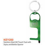GREETING CARD WITH STAINLESS STEEL NO TOUCH TOOL WITH STYLUS AND BOTTLE OPENER